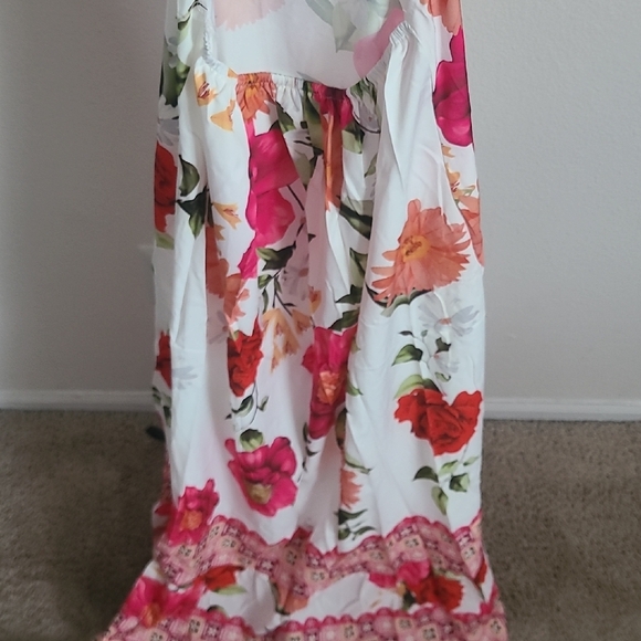 Women's Small Strappy White Floral Maxi Dress With Tie Back Strap - Picture 5 of 6